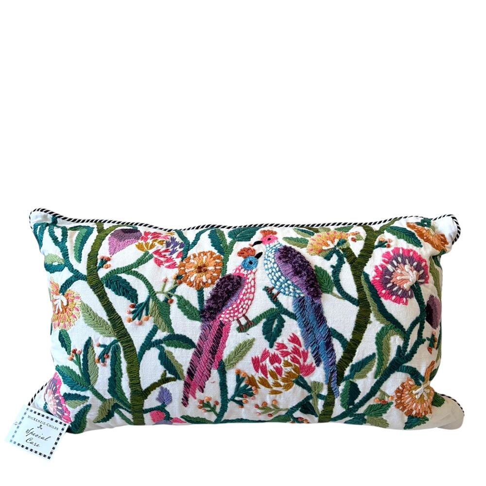 NEW Mackenzie-Childs Carnivale Two Birds Lumbar Throw Pillow